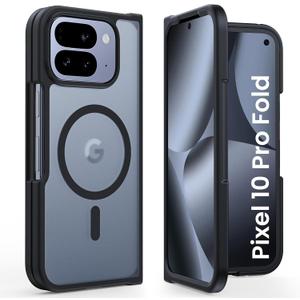 for Google Pixel 10 Pro Fold Case, Compatible with MagSafe [No Screen Protector] [Military-Grade Protection] Translucent Matte Shockproof Slim Phone Case for Google Pixel 10 Pro Fold (Black)