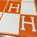 Fcteap h Blanket Soft Throw Blanket Faux Fleece Cashmere Plaid Warm Shawl Thick Knitted Plush Cozy Comfy for Women Throw Blanket for Sofa Couch Bed Queen King Size 55x66 in (Red Orange)