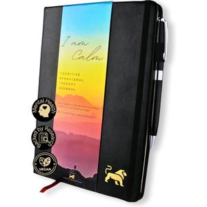 Calm Collective Guided CBT Anxiety Relief Journal Kit for Mental Health Therapy with Free Pen Included, Mindfulness Self Care Prompts, Gratitude & Habit Tracker, Wellness Gift Diary Notebook