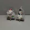 2PCS Christmas Stocking Holders Set Fireplace Mantle Heavy Garland Stocking Hook Merry Christmas Stocking Hangers Holiday Decoration (C-Snowman Santa, 2)