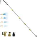 Buyplus 16FT(24FT Reach) Telescopic Gutter Cleaning Tools from the Ground, Long Reach Gutter Cleaner Wand with Hose Attachment, Rain Gutter Cleaner Tool with Extension Pole for 2nd Story House