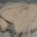 PARTISKY Ivory Tablecloths 4 Foot Rectangle Tables, Spandex Fitted Tablecloth Stretch Table Cover with Tulle Skirt for Baby Shower Birthday Party Wedding Banquet Dessert Table Decorations