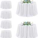 sancua White Round Tablecloth 132 Inch Diameter, 6 Pack - Circle Polyester Fabric Table Cloth for Wedding Party Reception Banquet Birthday, Washable Formal Table Cover (Fit 54-96 Inch Tables)