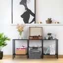 OYEAL Black Bedroom TV Stand with Power Outlets up to 50 inch TV, Small Entertainment Center Stand with Storage Modern Media TV Console Table for Living Room Bedroom