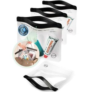 Ogato 3pcs - TSA Approved Toiletry Bag - Quart Size Clear Toiletry Bags are Security Approved Worldwide for Liquids & Cosmetics - 100% 3-1-1 Compliant Travel Bags for Toiletries (Black)