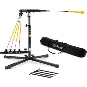ZivPlay Baseball Hitting Trainer Baseball Swing Trainer Softball and Baseball Training Equipment for Batting Practice with Height and Speed Adjustment