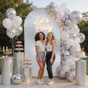 Silver Shimmer Arch Backdrop Cover 7.2ft,Glitter Spandex Fitted Chiara Cover with Zipper,Thick Sequin Soft Stretchy for Wedding Birthday Baby Shower Graduation Party Photo Backdrop
