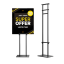 Display Stand Sign Holder,Heavy Duty Adjustable Pedestal Sign Stand Up to 75 inch,Double-Sided for Board & Foam Sign,Sign Stand with Base,Fit Wedding,Restaurant or Business(Poster not Included)
