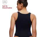 NANJI Sleeveless Bodysuit for Women - Slim Fit Scoop Neck Body Suit, Stretch Double Lined Tops, Casual Going Out Outfits (XXL, Black) (Black, XXL)