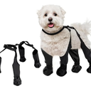 BECROWM Waterproof Dog Boots, Dog Paw Protector for Small Medium Dogs, Adjustable Dog Boots Pet Shoes for Outdoor Walking Soft Dog Shoes Pets Paws Protector,Black (S)