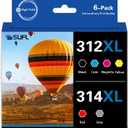 312XL 314XL High Yield Ink Cartridges Combo Pack - SFL Compatible Replacement for 312XL 314XL Ink Cartridge with Expression Photo XP-8500 XP-8600 XP-15000 Printer (6-Pack)