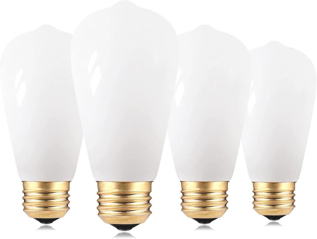 LED Edison Bulb, 25W Equivalent, Soft Warm 2700K, Milky Glass, Dimmable, 2 Watt E26 Standard Base LED Bulbs, 4 Pack