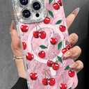 Toycamp for iPhone 16 Pro Case - Compatible with Magsafe Aesthetic Cute PK Cherry Laser Laser Holographic i 16 Pro Case with Diamond Bling Lens Protector for Apple 16Pro Cover for Women Girly