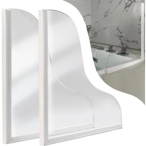 Shineligee 2 Pack Updated Shower Splash Guard, Large Splash Guards for Bathtub, Consists of Silicone Base and Acrylic Plate, Keep Water in Shower or Bath, Shower Corner Splash Guard