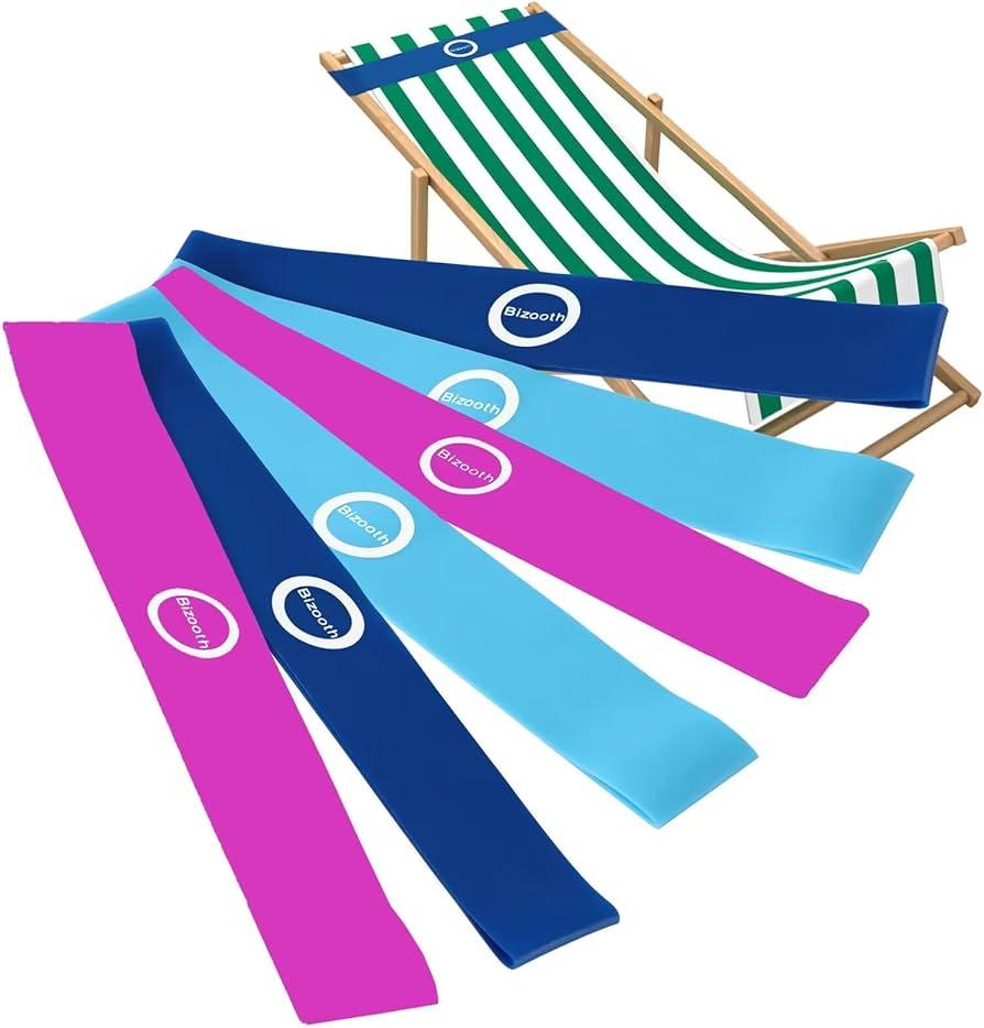 6 Pack Beach Towel Bands,Beach Chair, Pool Chairs & Cruise Ship Essentials,Windproof Towel Holder Cruise Bands for Towels( dark blue,light blue,pink