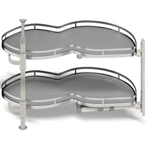 Blind Corner Cabinet Pull Out Organizer, Soft Close Swing Right Pull Out Cabinet Organizer 36 Inch, Corner Cabinet Lazy Susan for Corner Cabinet Blind Shelf, 2 Tiers Tray, Adjustable Height