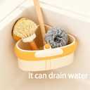 4 x Suction Cup Kitchen Sink Caddy  Triangular Sink Drain Basket & Strainer  Small Corner Sink Trash Catcher for Vegetables, Fruits, Sponges, Soap  Space-Saving Organizer (1, Yellow)