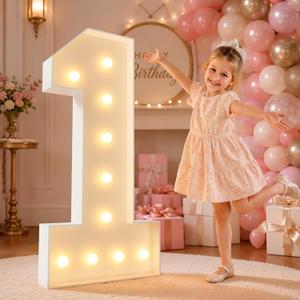 4FT Marquee Numbers 1 Light Up Sign for 1st Birthday Decorations
Foam board light up numbers 1 with warm bulbs perfect for 1st 15th 16th birthdays,anniversaries