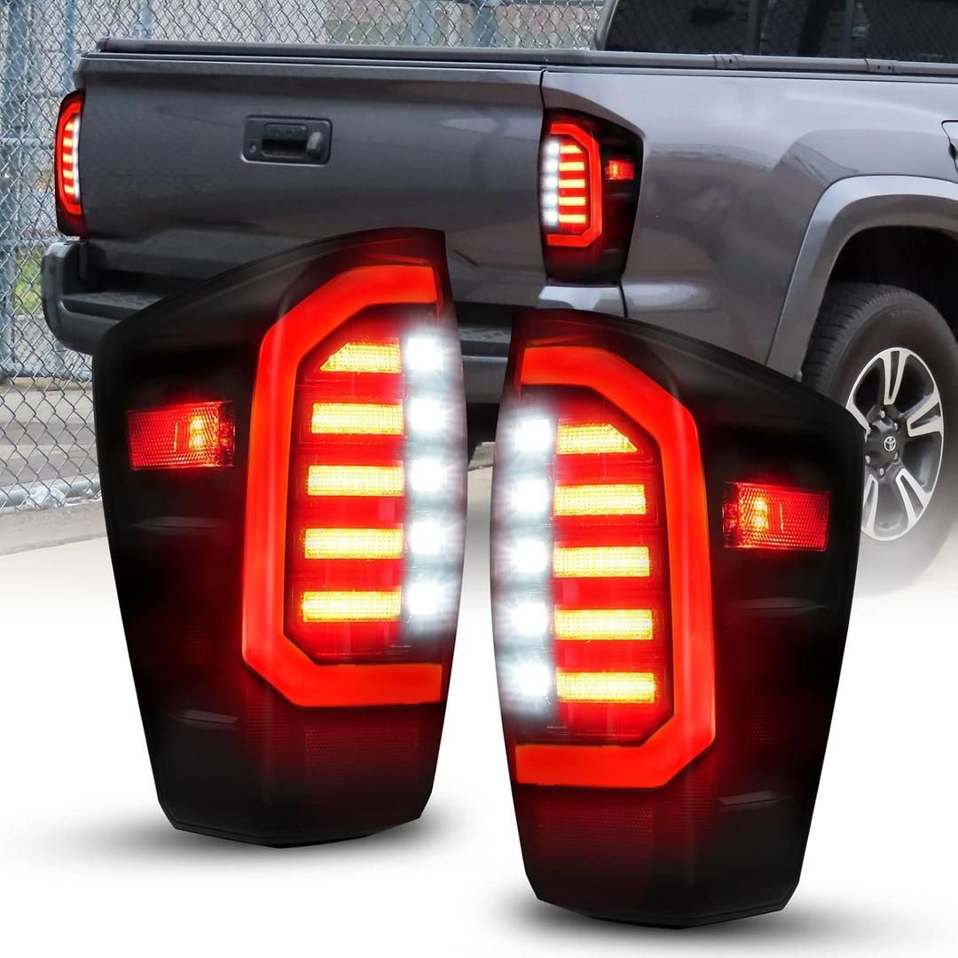 AUTOONE 2023 Upgraded Toyota Tacoma LED Tail Light Assembly with Black Housing Smoked Lens, Rear Lamp Replacement for 2016 2017 2018 2019 2020 2021 2022 2023 Toyota Tacoma, Driver & Passenger Side