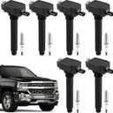 UF648 97390 Spark Plugs and Coil Packs Set of 6 fit for Jeep Wrangler/Dodge Charger Challenger Avenger Durango Journey/Chrysler 200 300 Town & Country/Ram 1500 2500 3500 3.6L