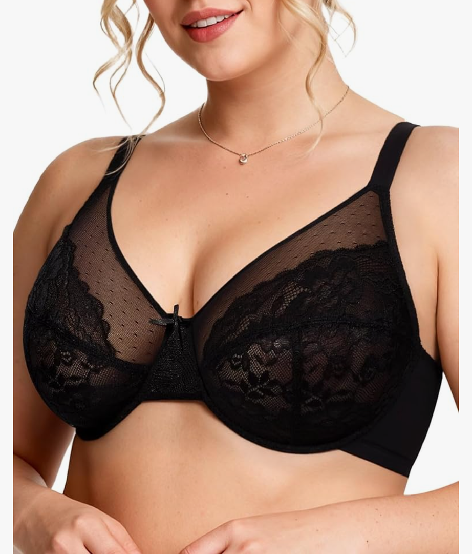Vertvie Minimizer Bras for Women Full Coverage Underwire Supportive Bra Plus Size Lift Unlined Lace Bralette for Large Bust Size 38D