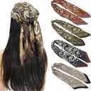 FONYVE Silk Feeling Scarf Medium Square Satin Head Scarf for Women 27.5  27.5 inches (32 Paisley (Khaki/Maroon/Mustard/Navy))