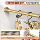 Gold Shower Curtain Rod 34-66 Inches(2.8-5.5ft) Never Rust Adjustable Shower Rod Spring Tension Non Slip No Drilling Shower Rods for Bathroom Garland Window