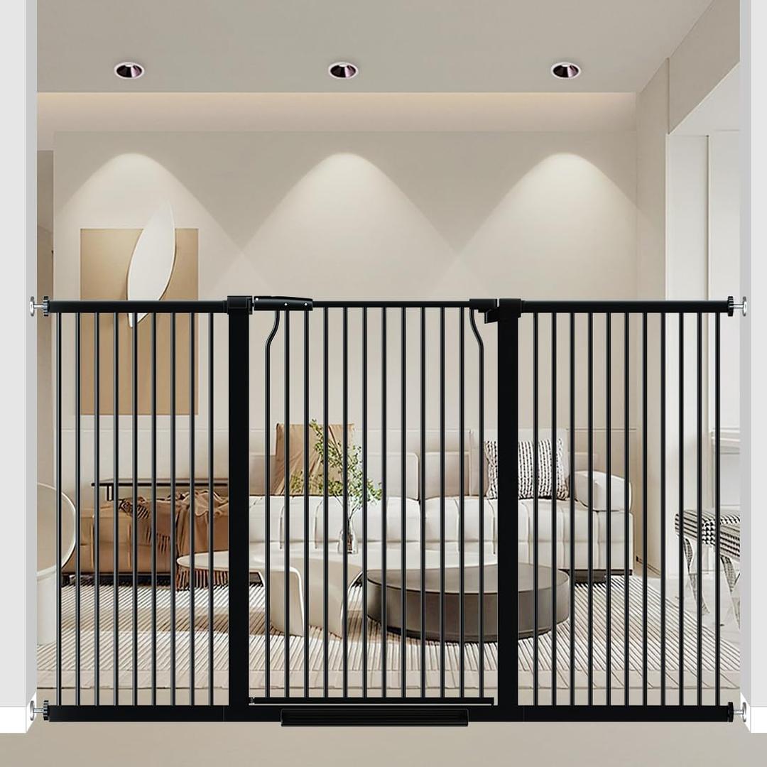 40.55" Extra Tall and Wide Baby & Dog Gate, 68.6-71.2 in, Pressure Mounted, Black