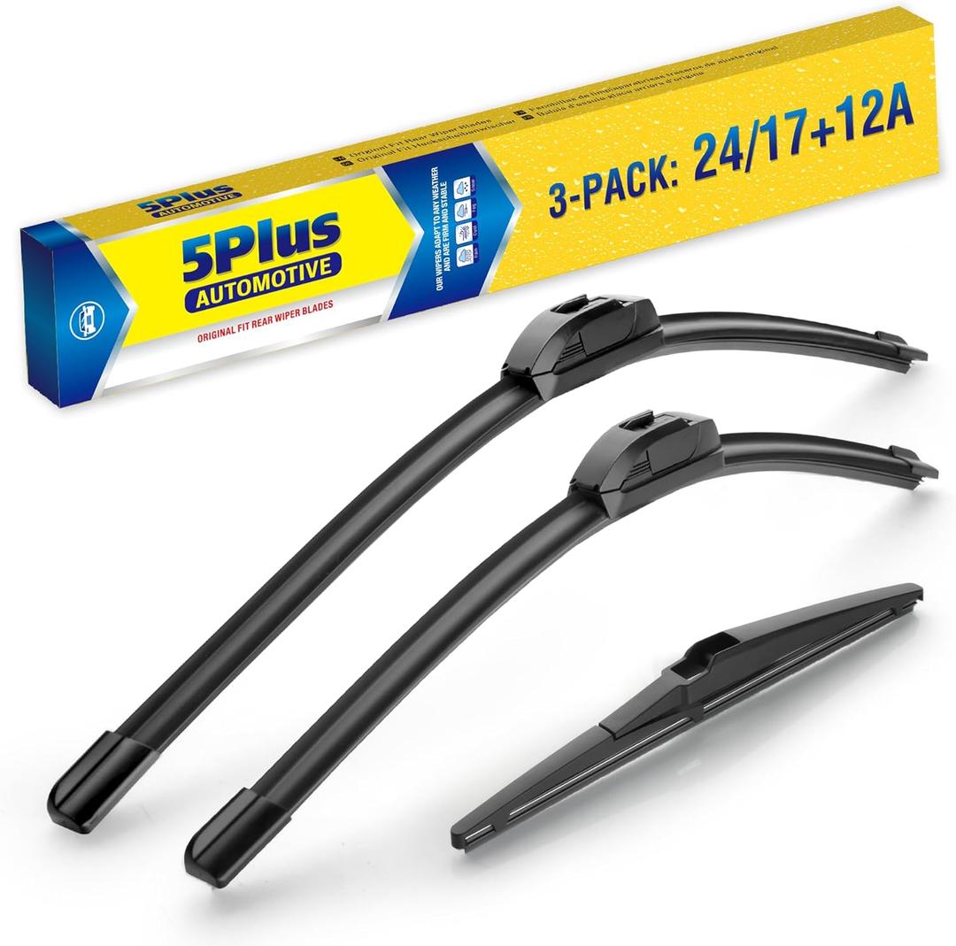 Wiper Blades Replacement For TOYOTA RAV4 2012 2011 2010 2009 2008 2007 2006(Set of 3), 24"+ 17" Windshield Wiper Blades with 12 Inch Rear Wiper Blade, All-Season OEM Quality Windshield Wipers