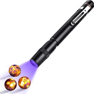 A2D Pen Blacklight 365nm UV Flashlight with Pen High Power Output, Pure Beam for UV Glue Curing Light, Rock and Mineral Fluorescent Glowing, Pet Urine Detector Light, AC Leak Detector