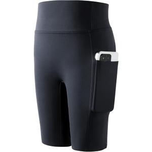 Girls Volleyball Shorts,Black Size 13-14 Athletic Shorts,5" Spandex Stretch Kids Gymnastics Yoga Dance Compression Shorts with Pockets