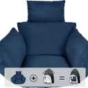 Egg Chair Cushion, Hanging Basket Chair Cushions with Pillow, Soft Outdoor Swing Cushions Replacement with Waterproof Patio Egg Chair Covers (Dark Blue)