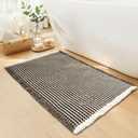 Waffle Bath Mat - Boho Bathroom Rugs Non Slip Washable, Super Absorbent & Quick Dry, Small Bath Mats Farmhouse Bathroom Decor, 18'' x 30'', Olive Green and White