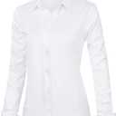 J.VER Womens Dress Shirts Long Sleeve Button Down Shirt Wrinkle-Free Business Casual Blouse Office Work Tops, Small