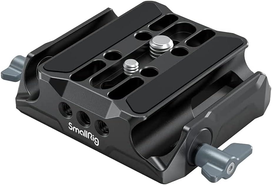SMALLRIG Universal LWS Baseplate Compatible with DSLR and Mirrorless Camera Cages, Comes with Dual 15mm Rod Clamp