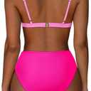 SUUKSESS Women Triangle High Cut Bikini Sets Sexy High Waisted 2 Piece Swimsuit (Pink, L)