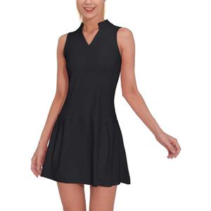 M MOTEEPI Athletic Workout Dress for Women Sleeveless Womens Golf Dress Tennis with Shorts and Pockets (Black, XXL)