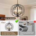 Black and Gold Chandelier for Entryway Large Sphere Orb Foyer Chandelier, 25.6 inch