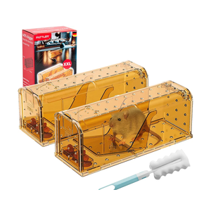 PATTLER® | New Large Humane Mouse Trap for Indoor and Outdoor Home | Mechanical Reusable Live Mouse Traps Catch and Release Mice from Garden, Garage, Attic, Inn, Hotel | Orange | Pack of 2