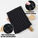 Homaxy 100% Cotton Terry Kitchen Towels(Black, 20 x 28 inches), Checkered Designed, Soft and Super Absorbent Dish Towels, Large 4 Pack