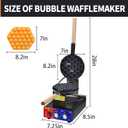 Bubble Waffle Maker - Commercial Egg Waffle Maker w/Non-stick, Temperature and Timers, 1400W Hong Kong Egg Waffle Iron w/Rotating Baking Pan, Stainless Steel Bubble Waffle Machine Restaurants