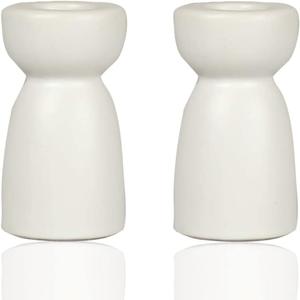 2 PCS Candlestick Holders Ceramic White Taper Candle Holder Candlelight Stand Candle Holders for Desktop Table Setting Home Party Decoration
