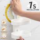 LEVERLOC Soap Dish Holder for Shower, Double Layer Suction Cup Wall Mounte Self Draining Removable Waterproof Strong Suction Bar Soap Holder for Shower, White