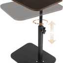 TV Tray Table 360° Swivel Adjustable Height C Table End Table for Small Spaces, Couch Tables C Shaped Side Tables for Living Room, Bedroom, Sofa Tray Table for Eating(Walnut Brown)