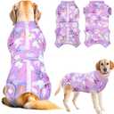 Lukovee Recovery Suit for Dogs, Zipper On Dog Surgery Suit for Female Male Dog, Onesies Bodysuit Prevent Licking Spay Abdominal Wounds Bandages E-Collar Alternative (Purple, M)
