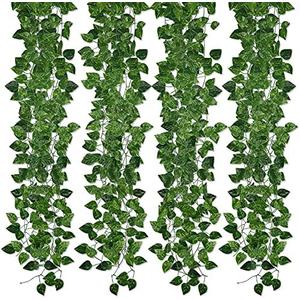Kalolary 258 Ft 36 Strands Artificial Ivy Garland Leaves Vines Plants Greenery Fake Plants Hanging for Wedding Canvas Background Arch Wall Jungle Table Party Office Decoration (Scindapsus)