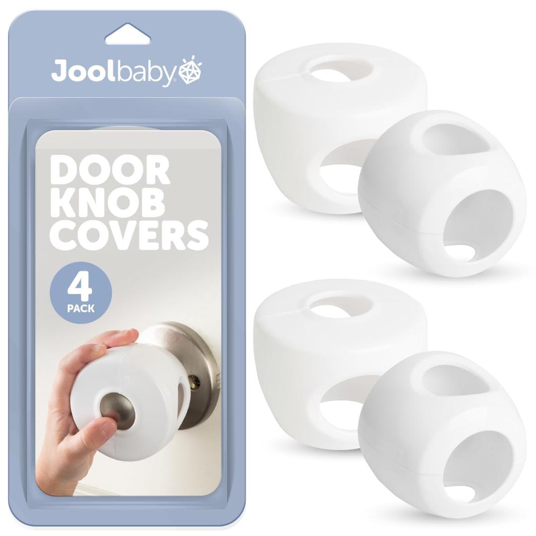 Jool Baby Door Knob Child Safety Covers (4 Pack) Prevent Kids from Opening Doors  Easy to Install