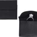 PH PandaHall 2pcs Leather Ring Pouch, Engagement Ring Case Cowhide Leather Jewelry Storage Bags Small Vintage Ring Pouch Wedding Ring Holder for Jewelry Ring Earring Storage, Black 2.3x2.2 Inch
