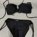YACUN Women's 2 Piece Strapless Bandeau Bikini Set U-Wire Cheeky Bathing Suit Lace up Swimsuits (Black, S)