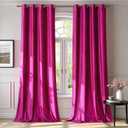 BULBUL Living Room Velvet Window Curtains 96 inch Length- 2 Panels Hot Pink Blackout Window Drapes Curtain Thermal Insulated Room Darkening Decor Grommet Curtains for Bedroom